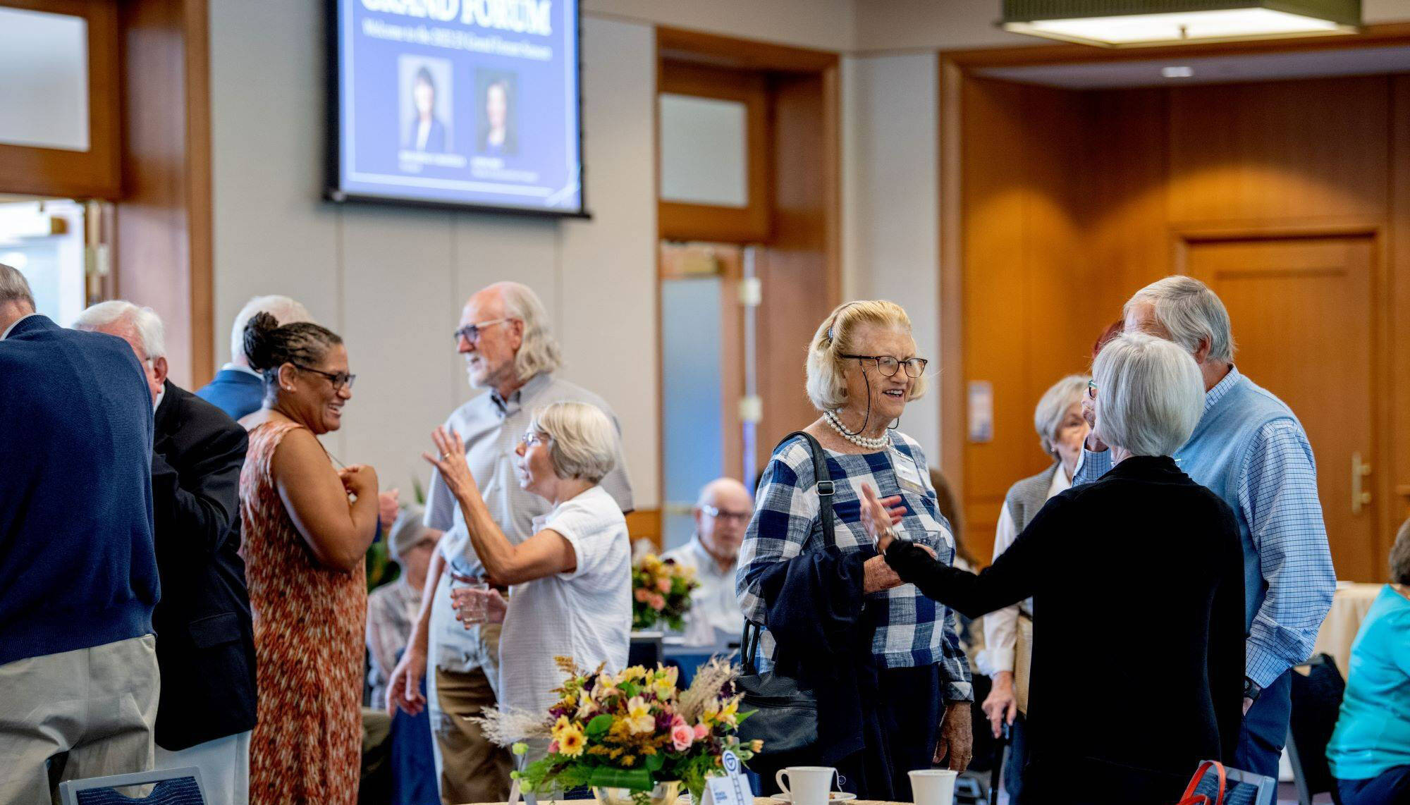 A social gathering of individuals over 55 years old